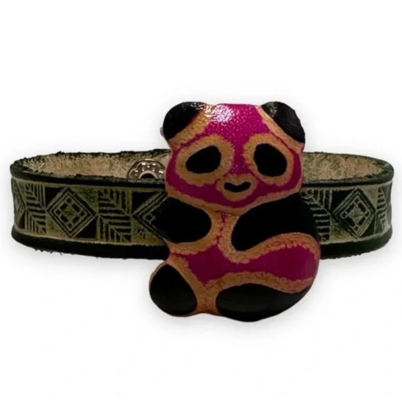 NWT Genuine Leather Handcrafted Panda Bear Bracelet! Fits 6.5” to 8”. - Picture 6 of 6